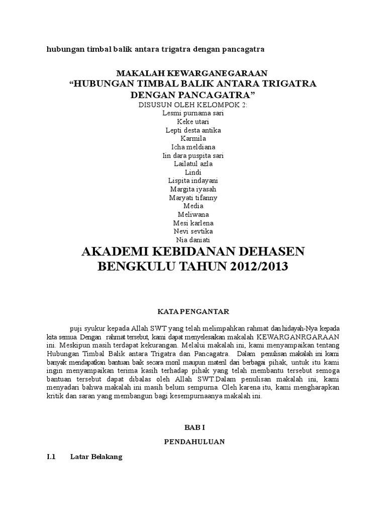 Hubungan Timbal Balik Antara Trigatra Dengan Pancagatra PDF