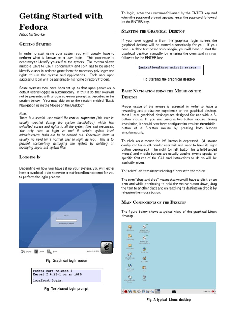 Getting Started With Fedora: Fig Starting The Graphical Desktop | PDF ...