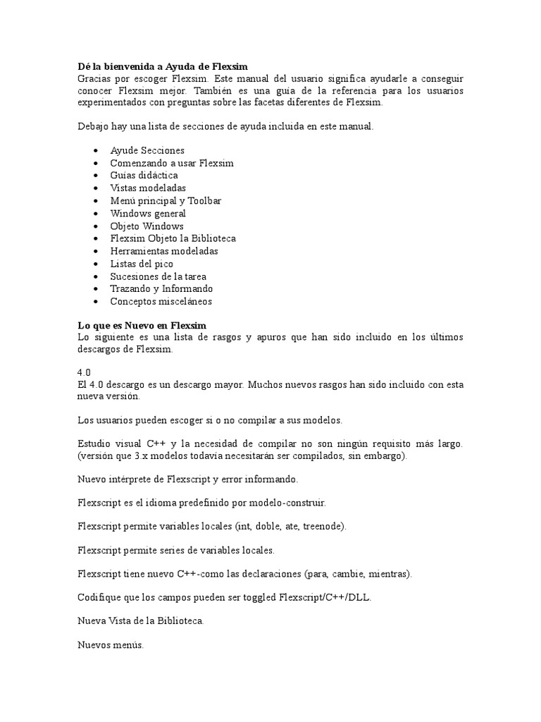 Manual de Usuario de Flexsim 4.0 | PDF | Simulación | Unidad Central de ...