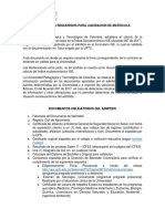 Documentos Requeridos Liquidacion de Matricula PDF