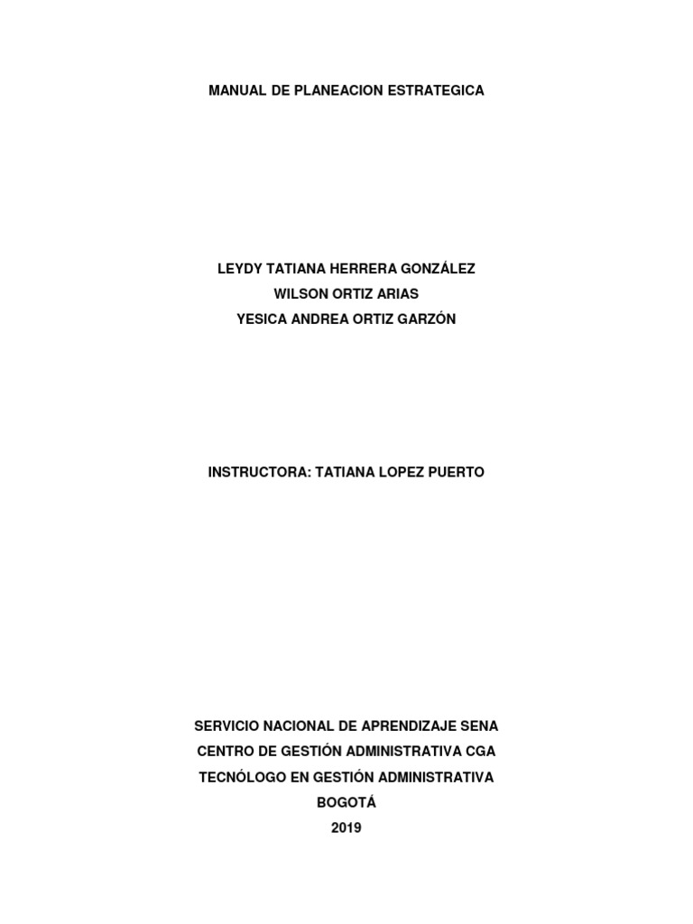 Manual de Planeacion Estrategica | PDF | Análisis FODA | Planificación