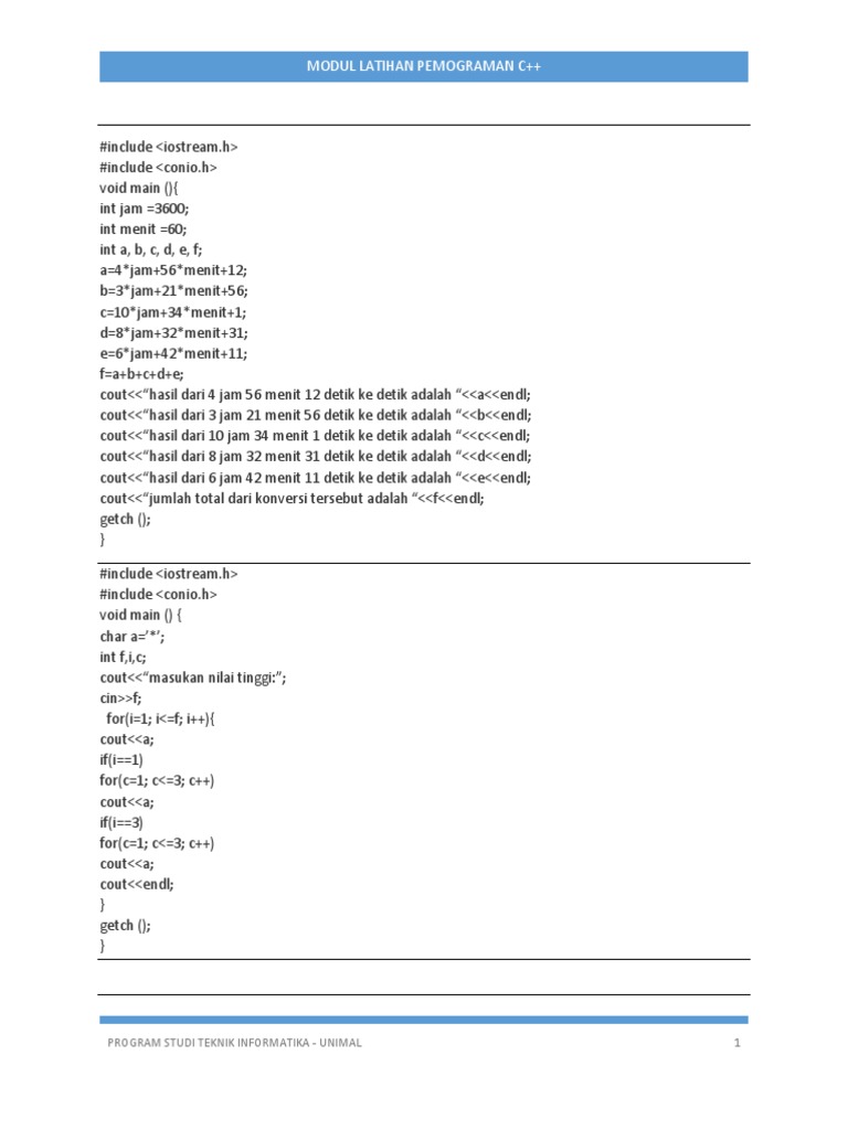Beberapa Contoh Program C++ | PDF | Komputer