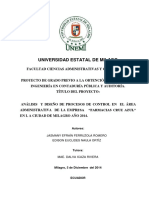 Análisis y Diseño de Procesos de Control en El Área Administrativa de La Empresa "Farmacias Cruz Azul" en L A Ciudad de Milagr PDF