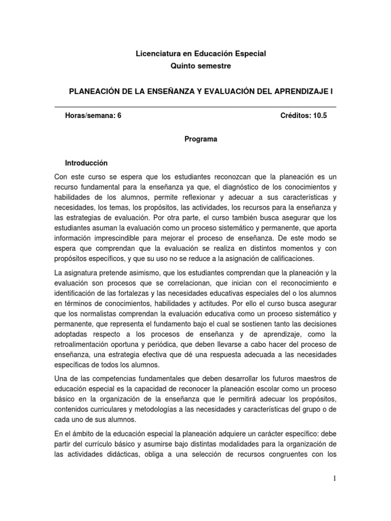 Planeacion de La Enseñanza y Evaluacion Del Aprendizaje | PDF ...