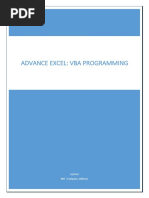 Advance Excel VBA Programming - Course Outline