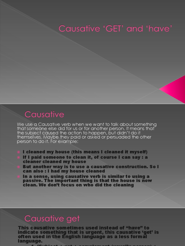 Causative GET' and Have' | PDF | Verb | Languages