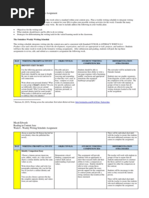 Week 6 - Weekly Writing Schedule Assignment
