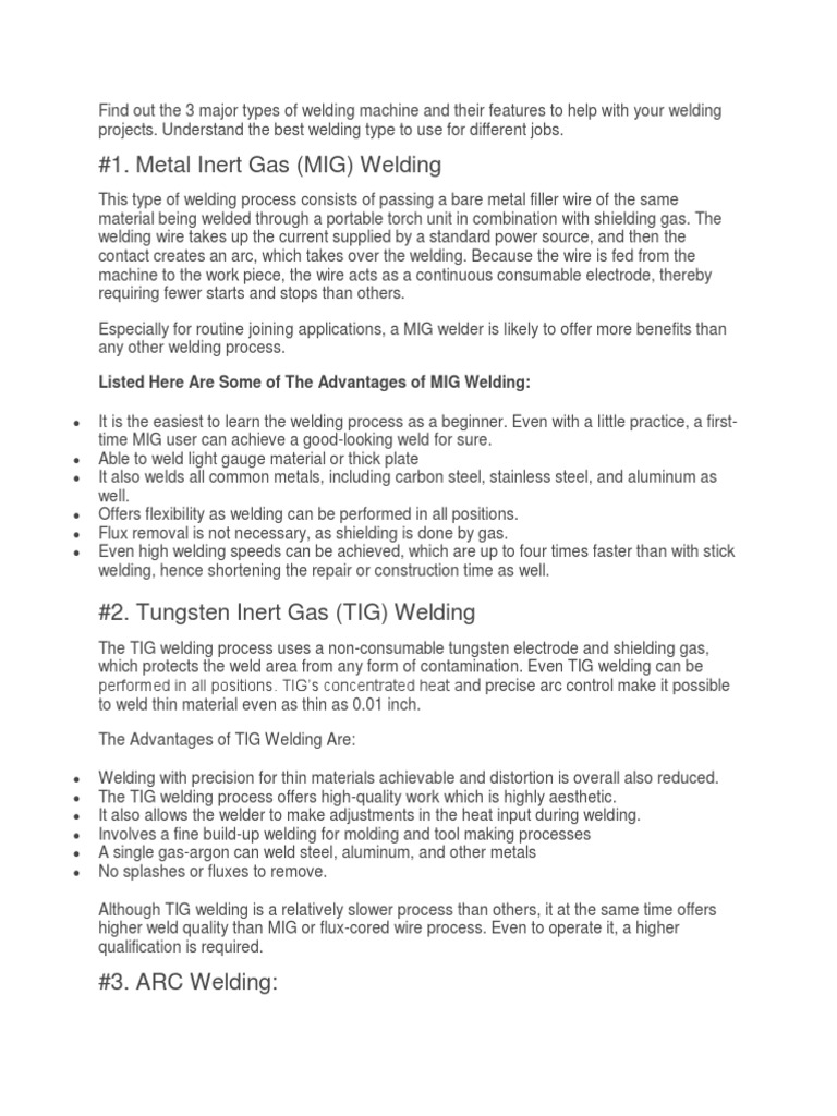 3 Major Types of Welding Machines & Their Features PDF Welding Construction