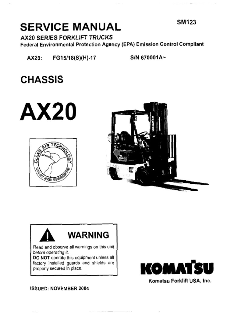 SERVICE MANUAL Komatsu Forklift USA, Inc. v3.1 PDF PDF