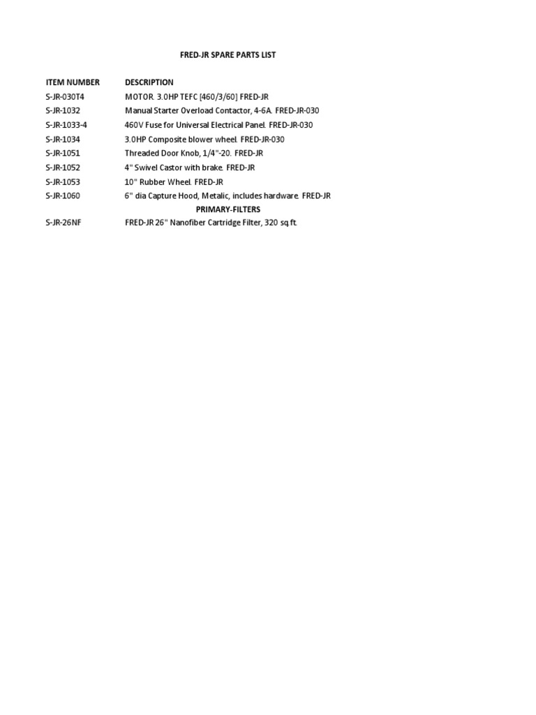 FREDJR SPARE PARTS LIST.pdf