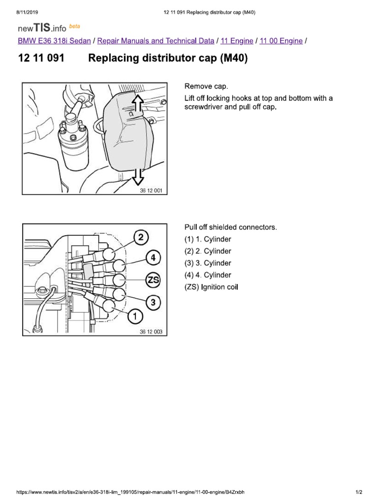 BMW Replacing Distributor Cap (M40) PDF PDF