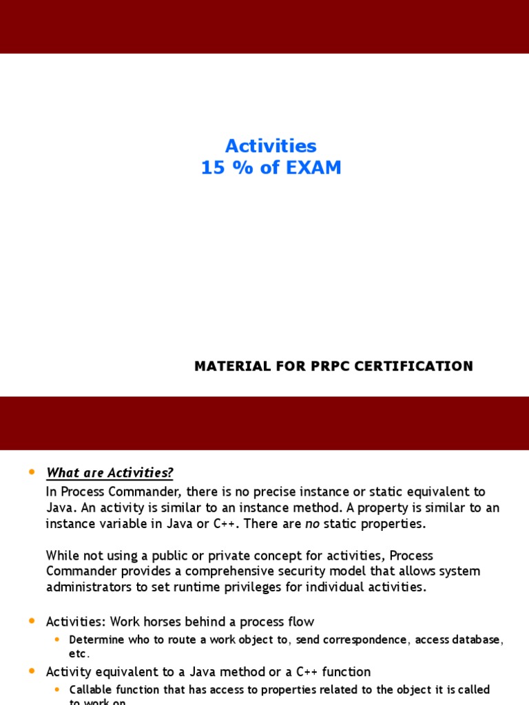 Understanding Activities in PRPC Certification | PDF | Parameter ...
