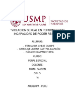 Violación sexual a personas con discapacidad mental