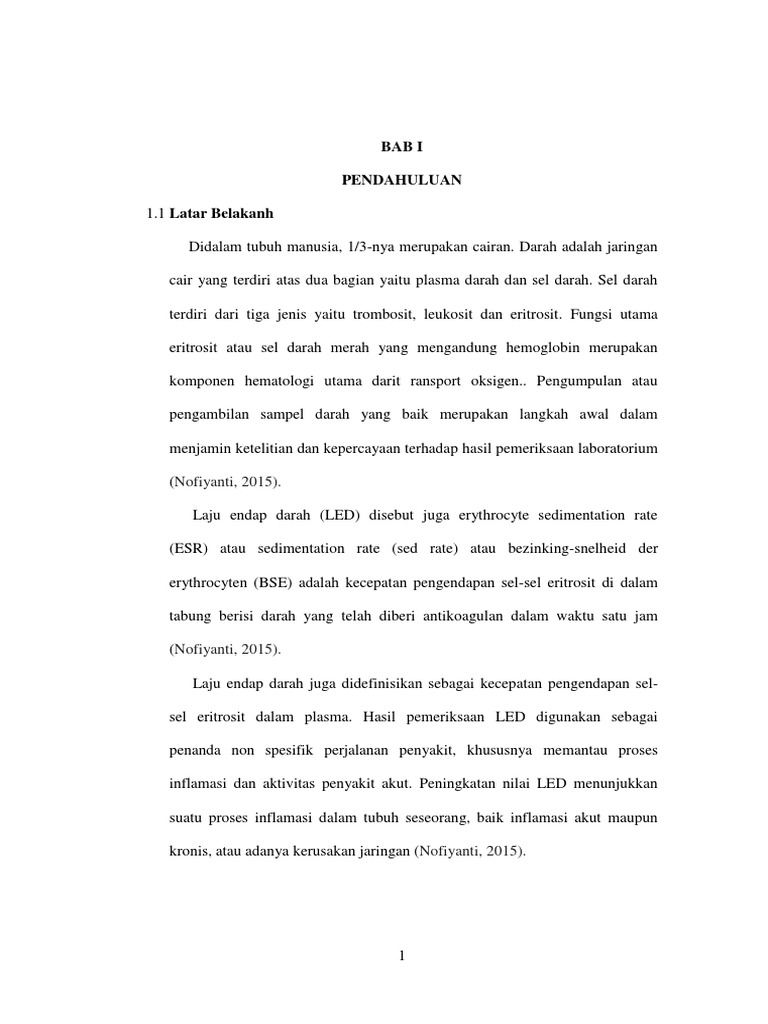 Pemeriksaan LED Metode Westergren | PDF | Sains & Matematika