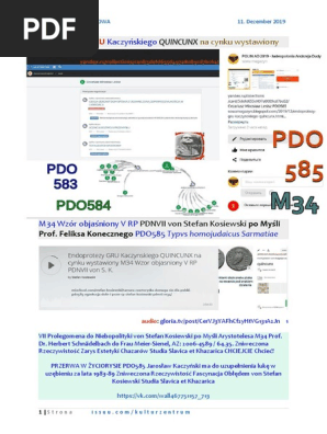 Endoprotezy GRU Kaczynskiego QUINCUNX M34 Wzor objasniony V RP PDNVII von S. Kosiewski po Mysli Prof. F. Konecznego PDO585 20191211 ME SOWA