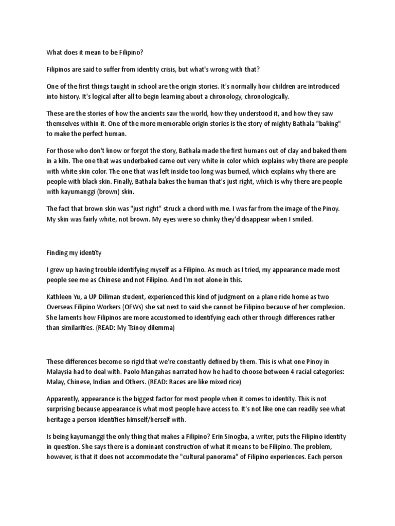 WHAT DOES FILIPINO MEAN intelligence overview