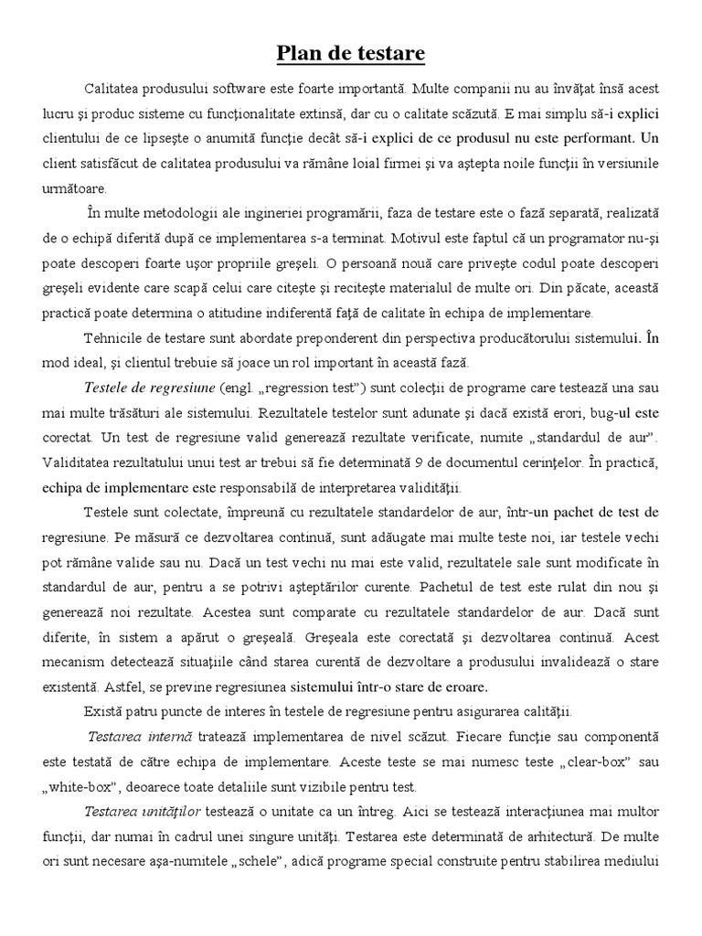 Plan de Testare | PDF
