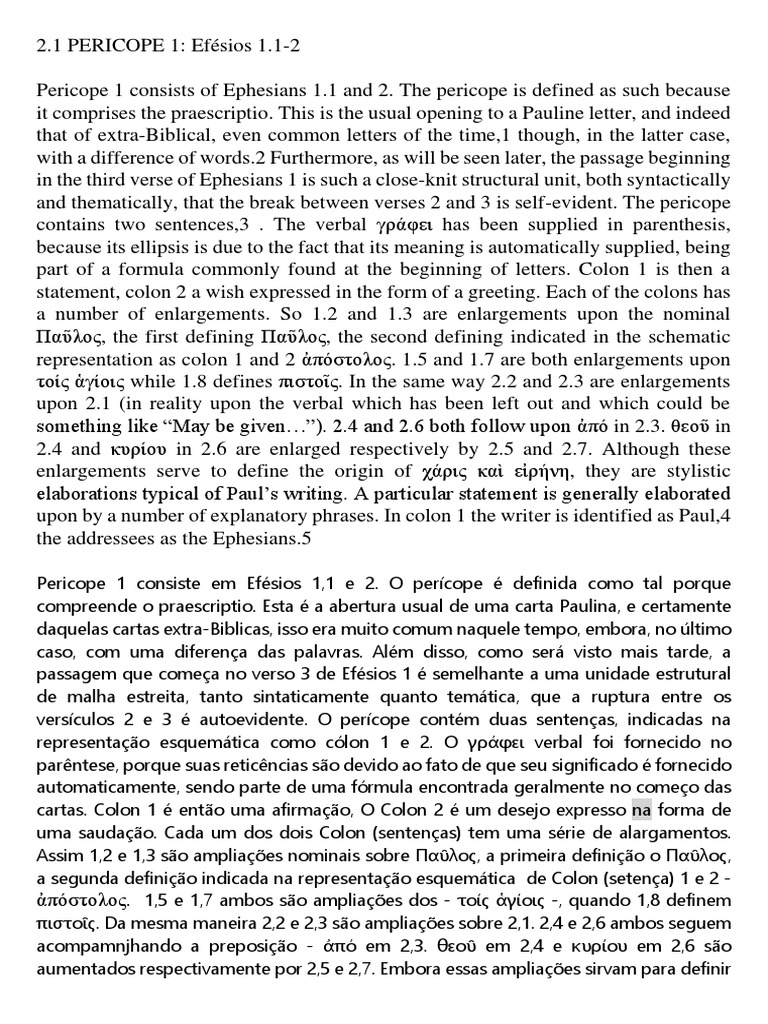 1 PERICOPE 1 - Efésios 1.1-2 | PDF | Text | Infographics
