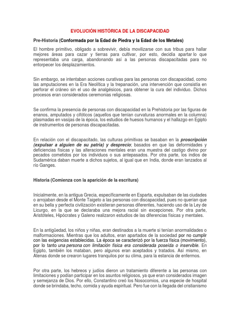Evolución de la Discapacidad a lo Largo de la Historia | PDF ...