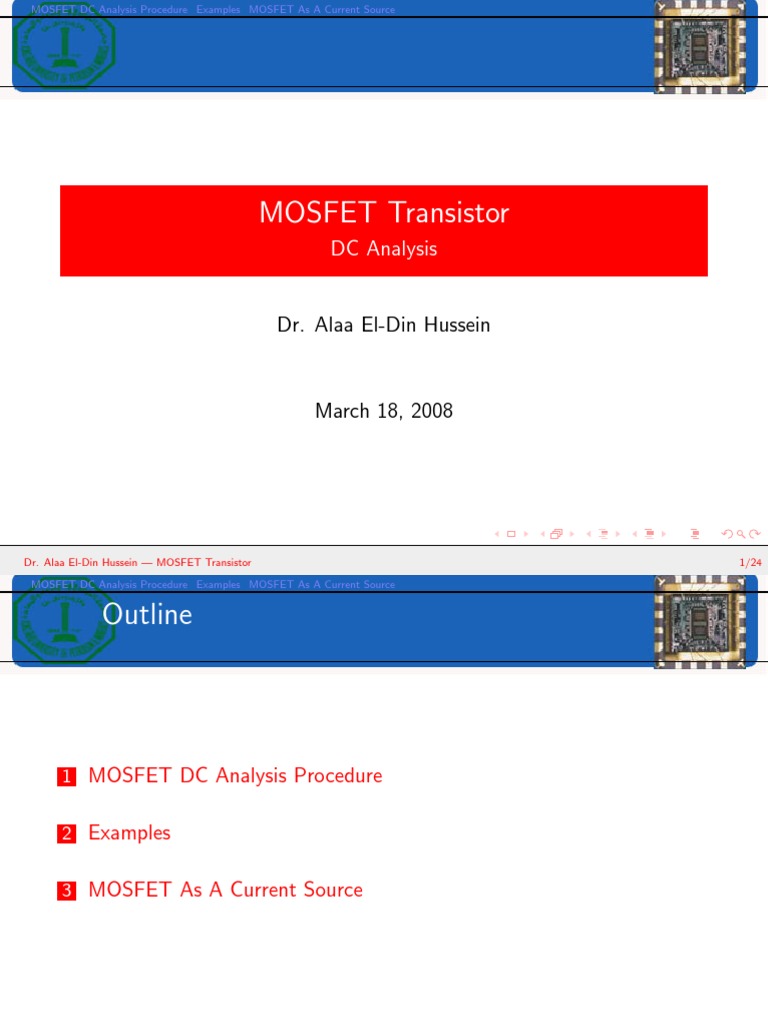MOSFET DC Analysis Procedure Guide | PDF | Mosfet | Field Effect Transistor