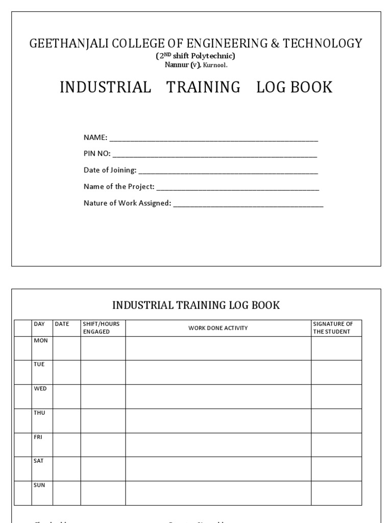 Industrial Training Log Book Template | PDF