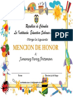 Modelo Mencion de Honor Preescolar PDF