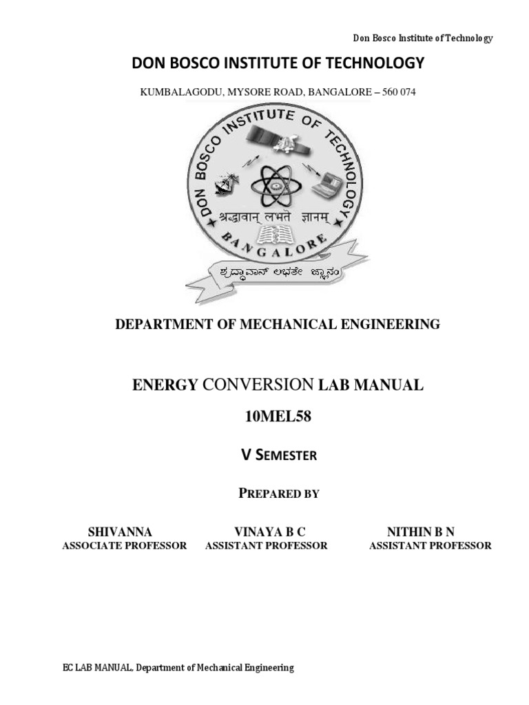 EC Lab Manual-2014 (Update) | PDF | Internal Combustion Engine | Propulsion