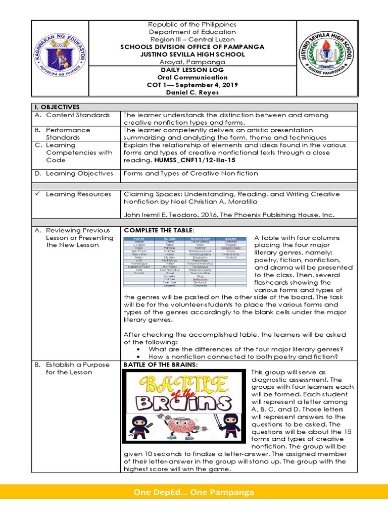 COT 1 SY 2019 2020 v2 PDF Genre Psychology