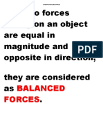 Concepts On Balanced Forces