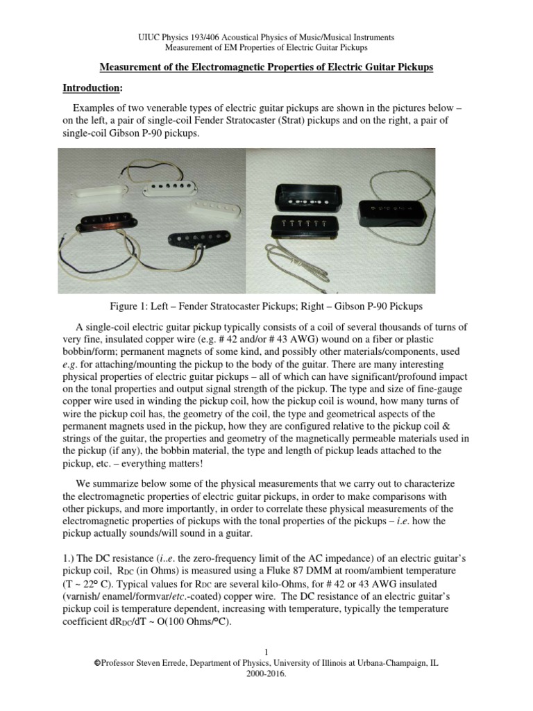 Electric Guitar Pickup Measurements PDF Electrical Impedance