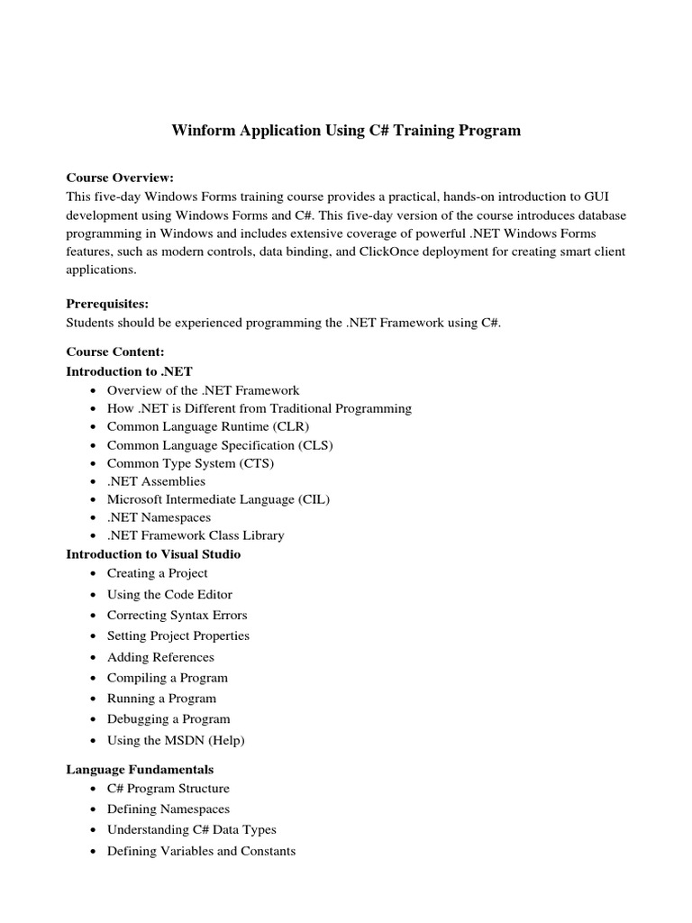 Winform Training | PDF | C Sharp (Programming Language) | C ...