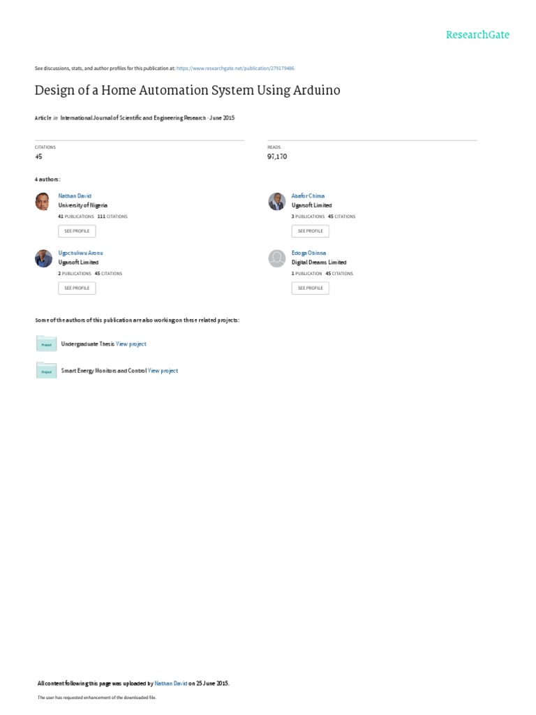 Design of A Home Automation System Using Arduino PDF | PDF | Wi Fi ...