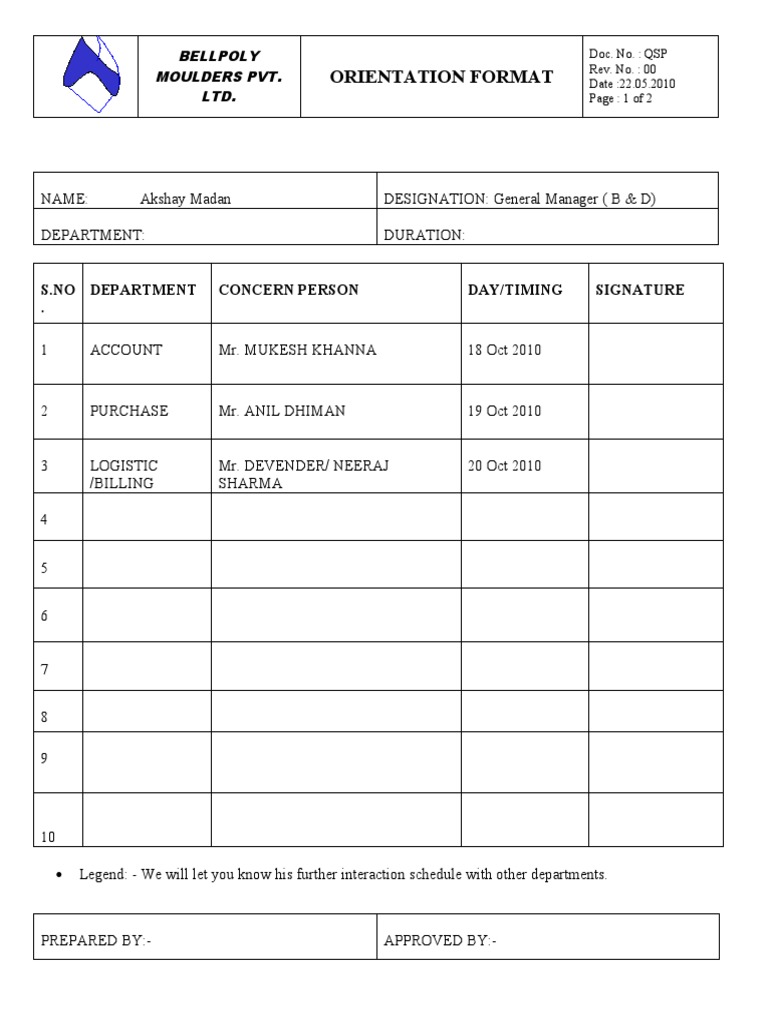 Orientation Schedule | PDF