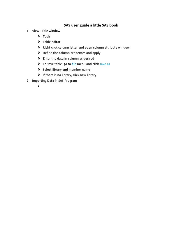SAS User Guide: Table & Data Import | PDF | Computers