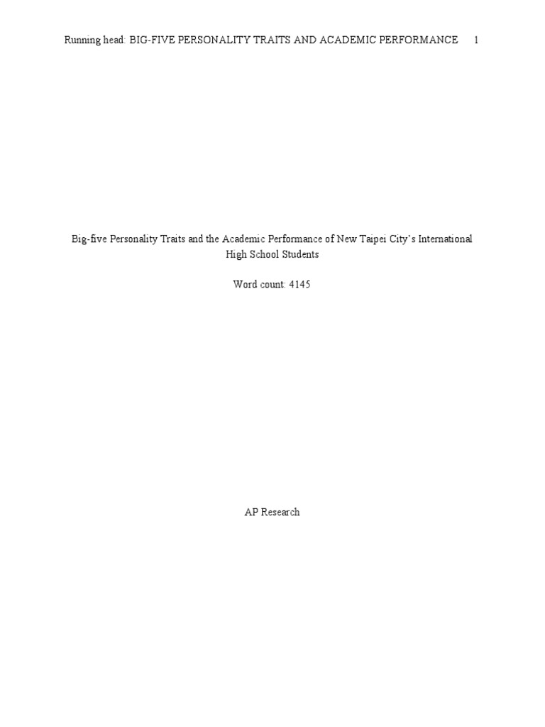 Big Five Traits and Academic Success | PDF | Correlation And Dependence ...