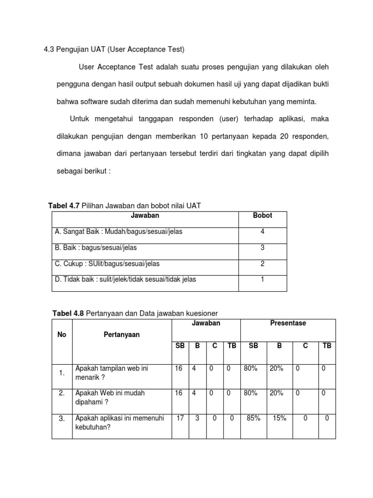 Contoh Pengujian User Acceptance Test | PDF