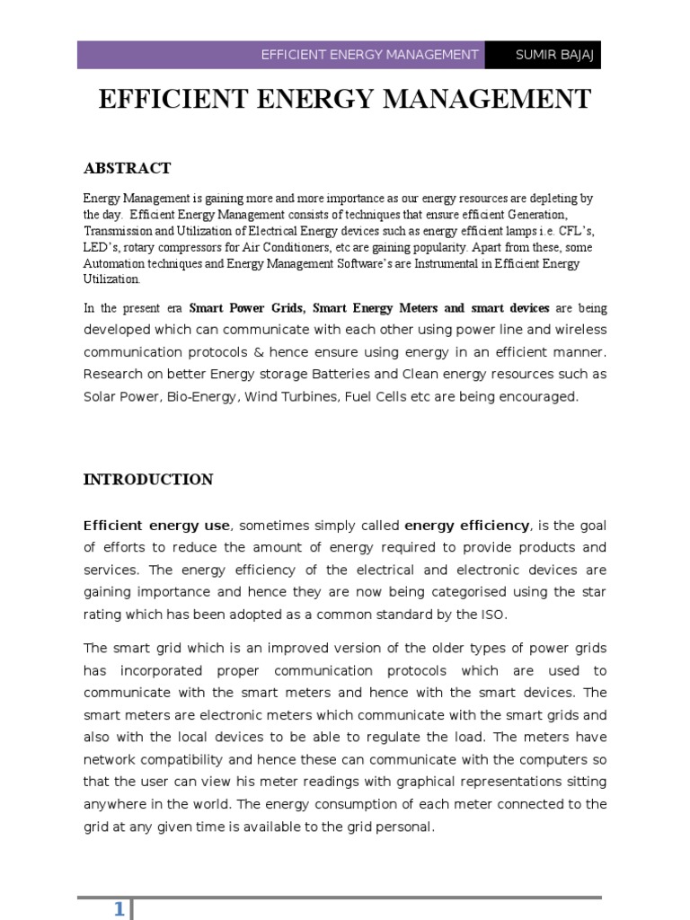 Efficient Energy Management Strategies | PDF