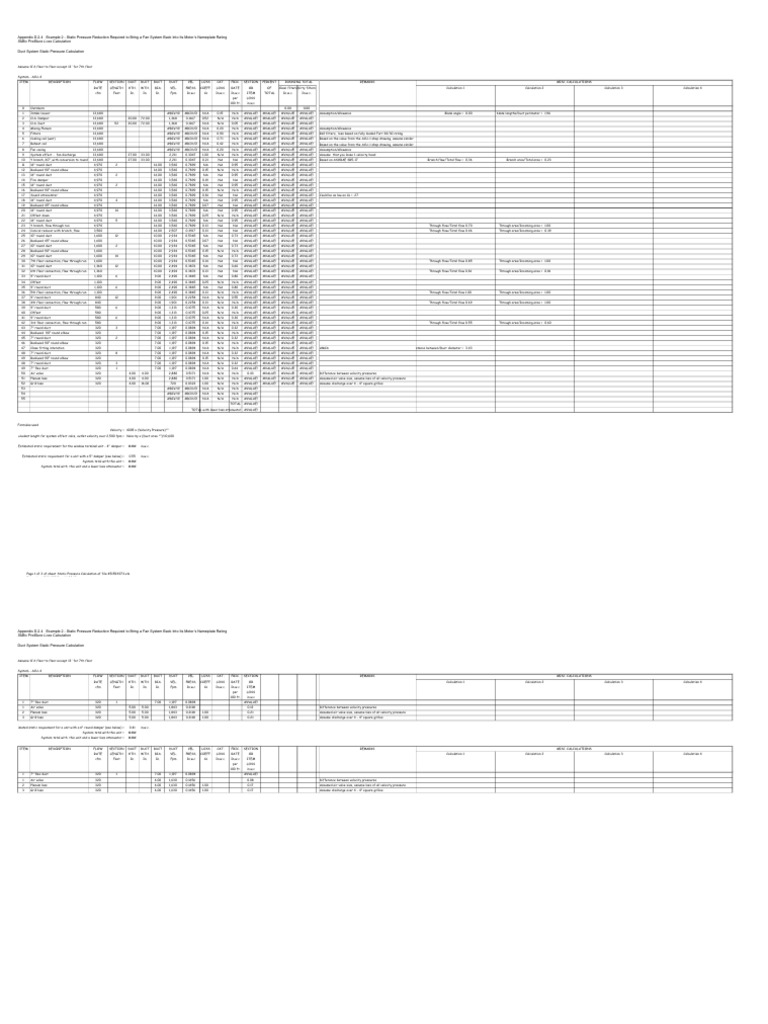 Static Calculation Example | PDF | Duct (Flow) | Home Appliance