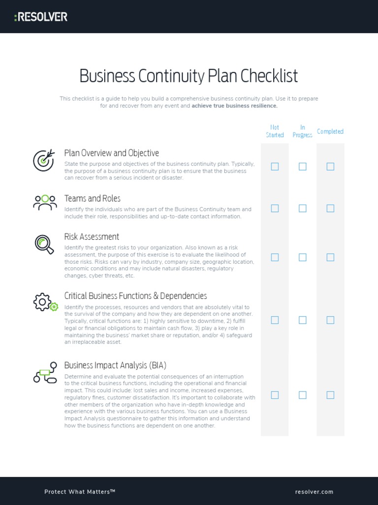 Business Continuity Plan Checklist  PDF  Risk  Business For Business Continuity Plan Risk Assessment Template