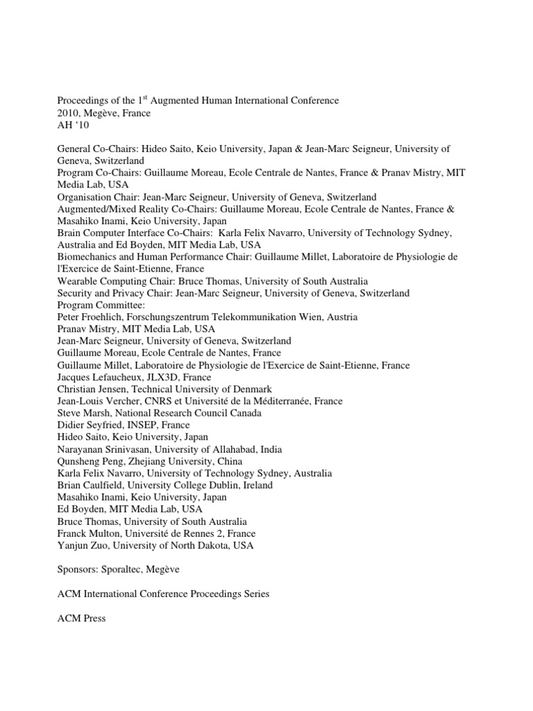 Ahc2010 Proceedings Association For Computing Machinery - 