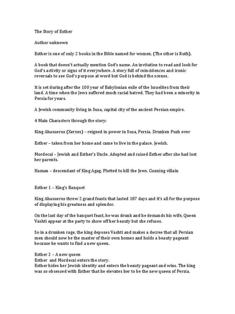 The Story of Esther | PDF | Esther | Book Of Esther