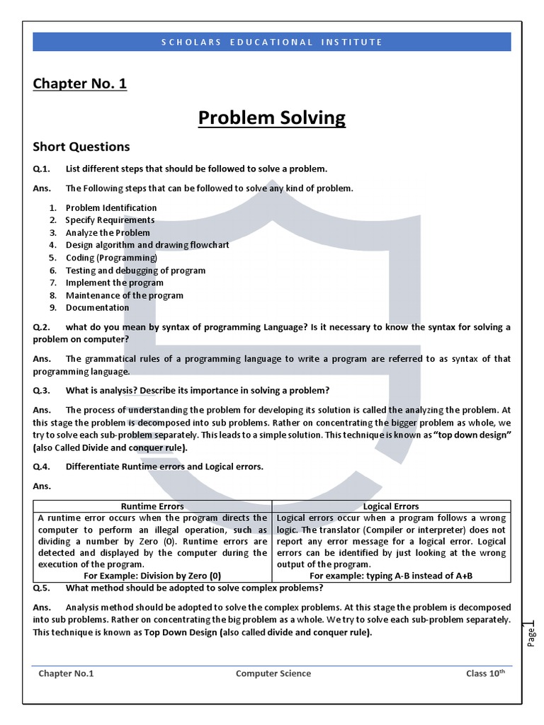 Class 10 Computer Science: Chapter 1 Guide | PDF | Computer Program ...