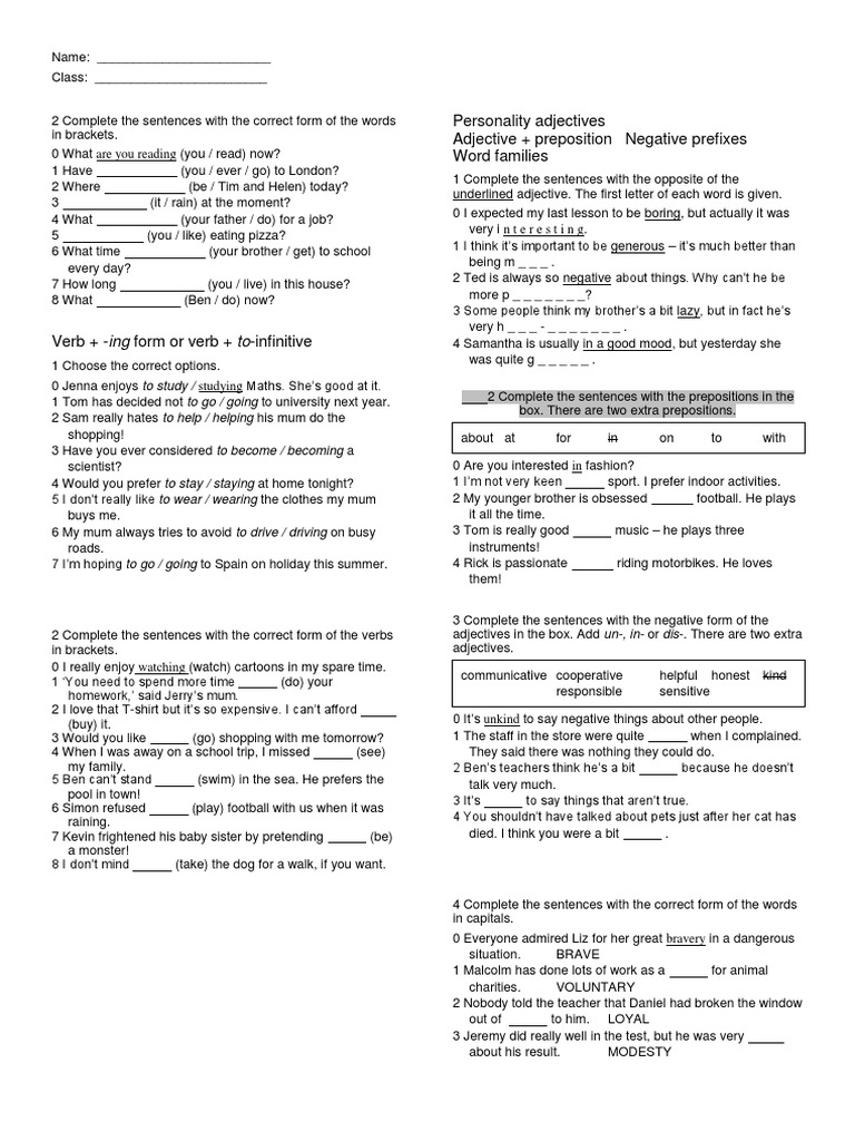 English Grammar Exercises for Students | PDF | Morphology | Syntax
