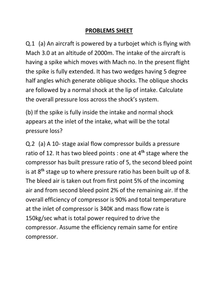 Turbojet Shock System Pressure Loss Analysis | PDF | Technology ...