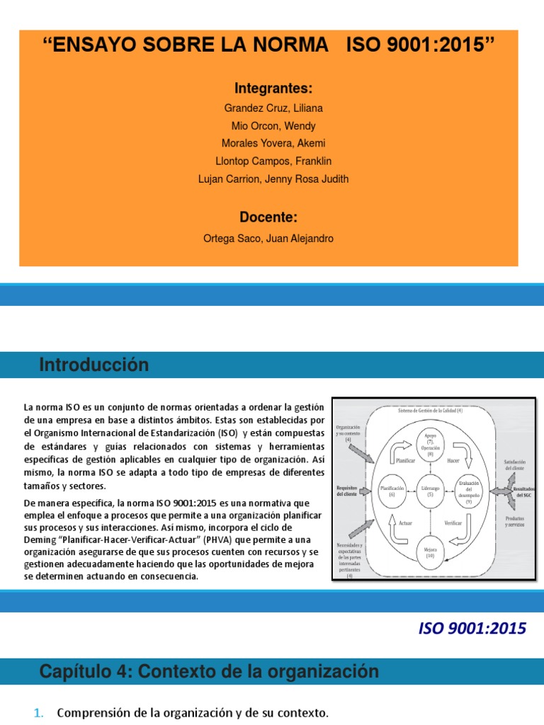 Ensayo sobre ISO 9001:2015 | PDF | Sistema de manejo de calidad ...