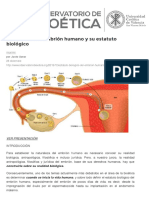 Justo Aznar Naturaleza Del Embrión Humano y Su Estatuto Biológico - Observatorio de Bioética, UCV PDF