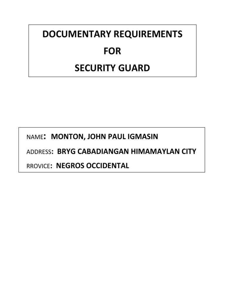 Security Guard Documentary Checklist | PDF | Government