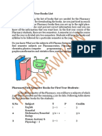 Pharmacy First Semester Books List for First Year Students