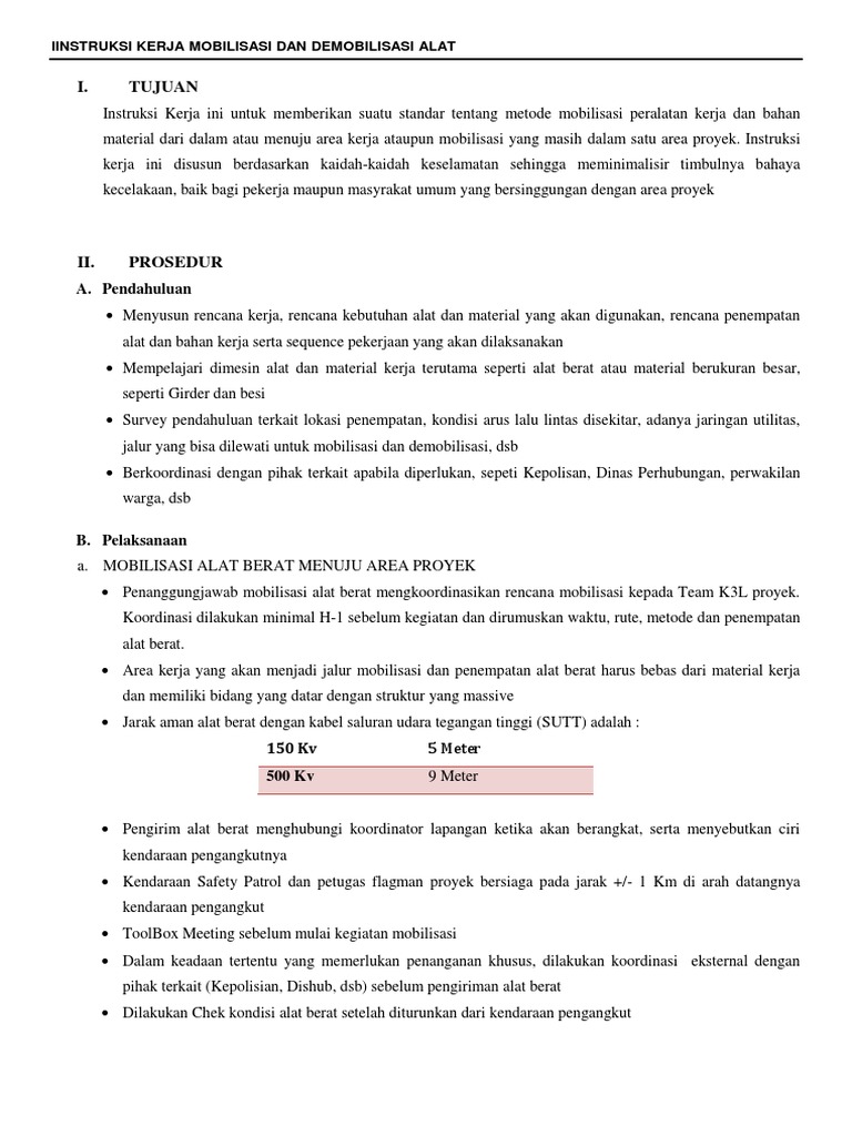 Mob Demob Alat | PDF