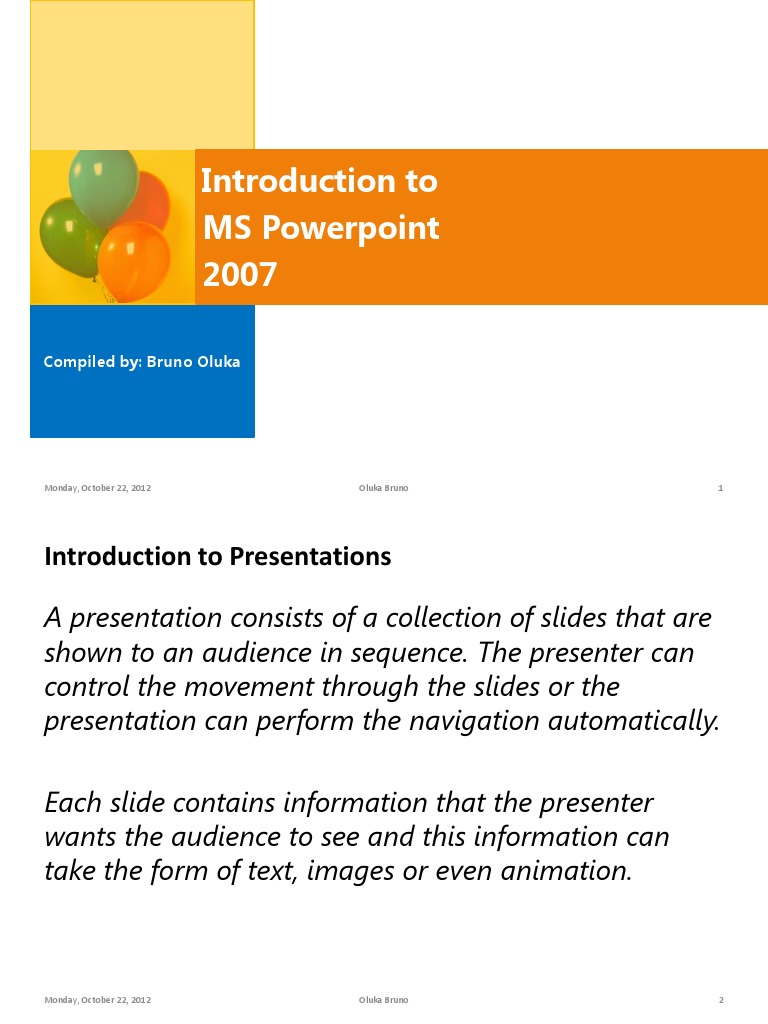 Introduction To Ms Powerpoint 07 Software System Software